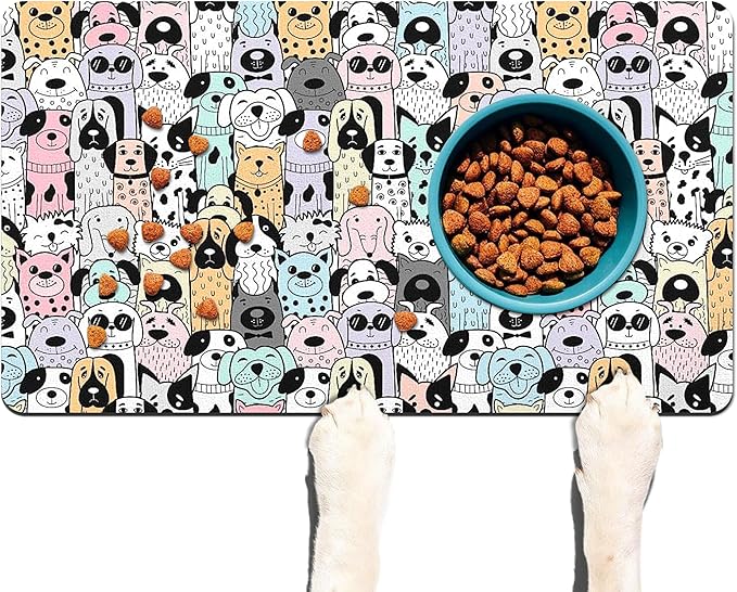 Pet Feeding Mat for Floors Waterproof Dog Mat for Food and Water Absorbent Quick Dry Non Slip mat for Cat Bowls