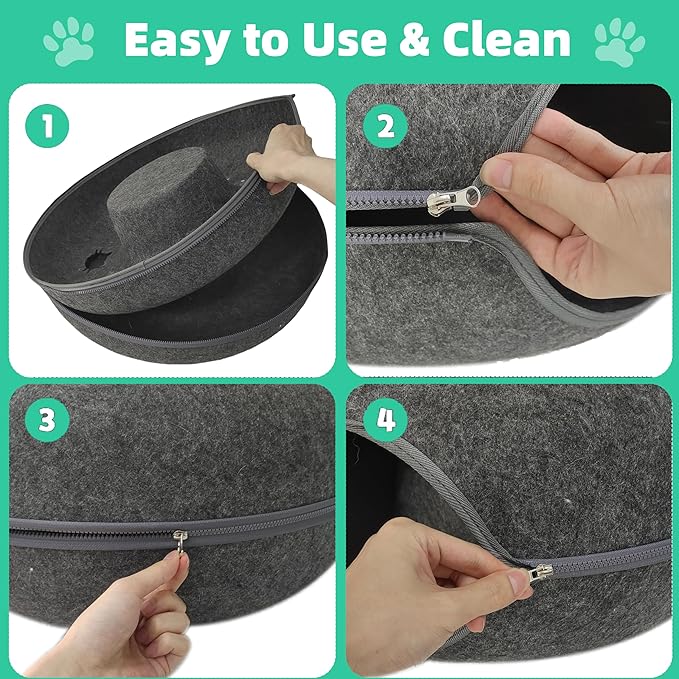 Donut Cat Tunnel Bed Peekaboo Cat Cave for Large Cats Up to 30 Lbs, Kitty Interactive Playing Tent House for Multiple Cats,Detachable,Scratch Resistant (Deep Gray, Large - 24 Inch Diameter)