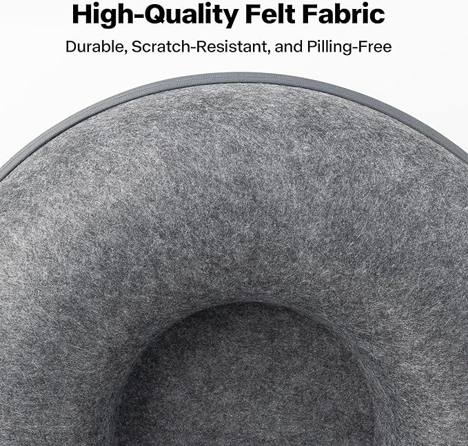 Pawise Peekaboo Cat Cave Donut Tunnel Bed, Cat Tunnel Bed,Bonus Separate Pom-Pom Bell Toy (Not Attached to Cave),Convertible Felt Cats Cave for Indoor Catty(Large)