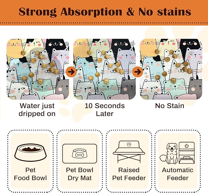 Pet Feeding Mat for Floors Waterproof Dog Mat for Food and Water Absorbent Quick Dry Non Slip mat for Cat Bowls