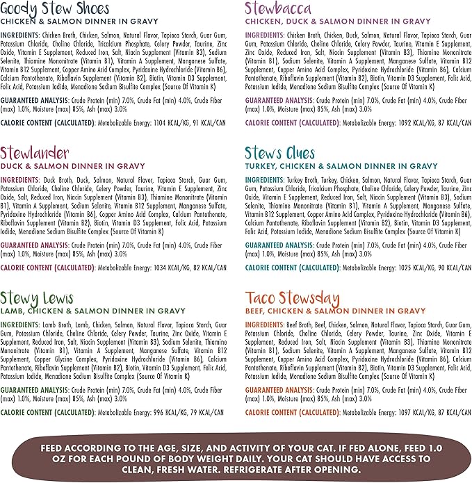 Weruva Classic Stews Cat Food, Spoil Me Stewpid! Variety Pack, 3oz Can (Pack of 18)