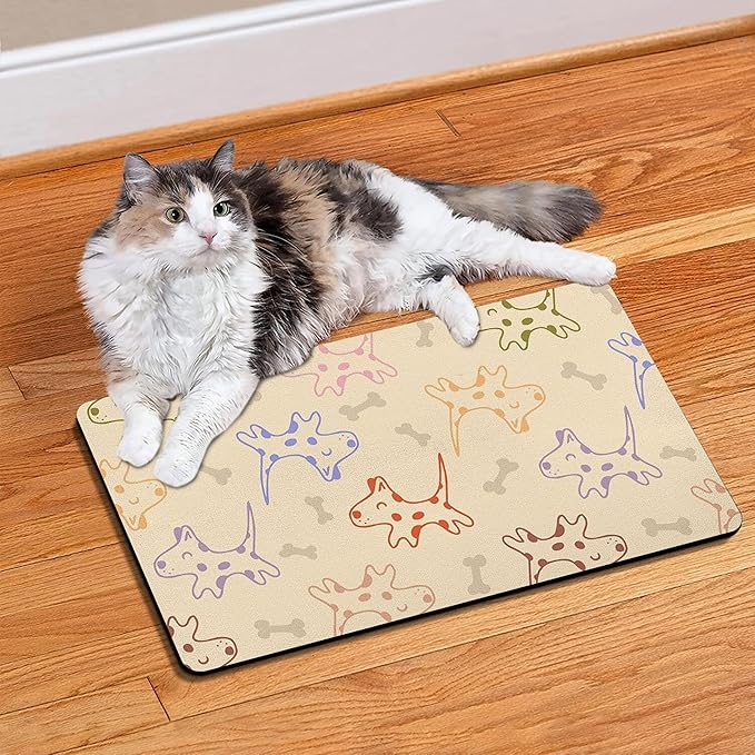 Pet Feeding Mat for Floors Waterproof Dog Mat for Food and Water Absorbent Quick Dry Non Slip mat for Cat Bowls