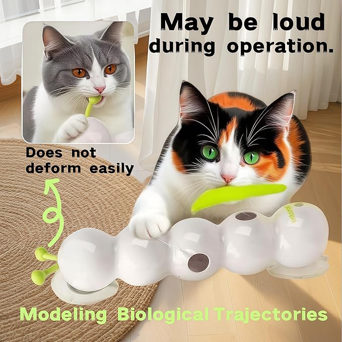 Interactive Cat Feather Toy, Automatic Fluffy Cat Teaser, Whack-a-Mole Cat Toy, USB Rechargeable, Wall-Mounted, with Suction Cup, Perfect for Indoor Cats