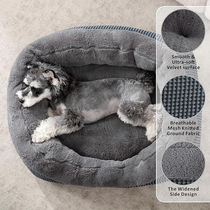 INVENHO Small Dog Bed for Small Dogs, Cat Beds for Indoor Cats Washable, Orthopedic Dog Bed, Warming Soft Calming Sleeping Puppy Bed Durable Pet Bed with Anti-Slip Bottom S(20"x19"x6")