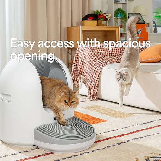 Open-Top Self Cleaning Cat Litter Box, Safety Anti-Pinch Protection, Large Papacity, App Control Automatic Cleaning Litter Box,Automatic Cleaning Function, Ultra-Quiet Design