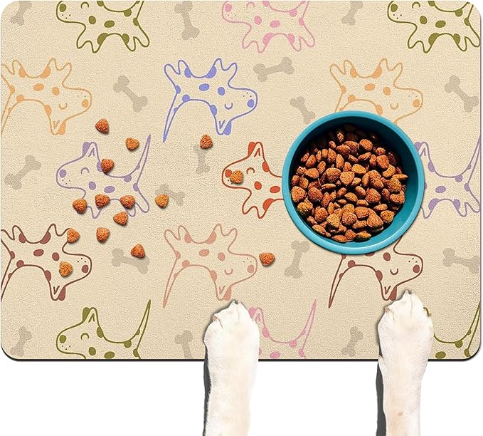Pet Feeding Mat for Floors Waterproof Dog Mat for Food and Water Absorbent Quick Dry Non Slip mat for Cat Bowls
