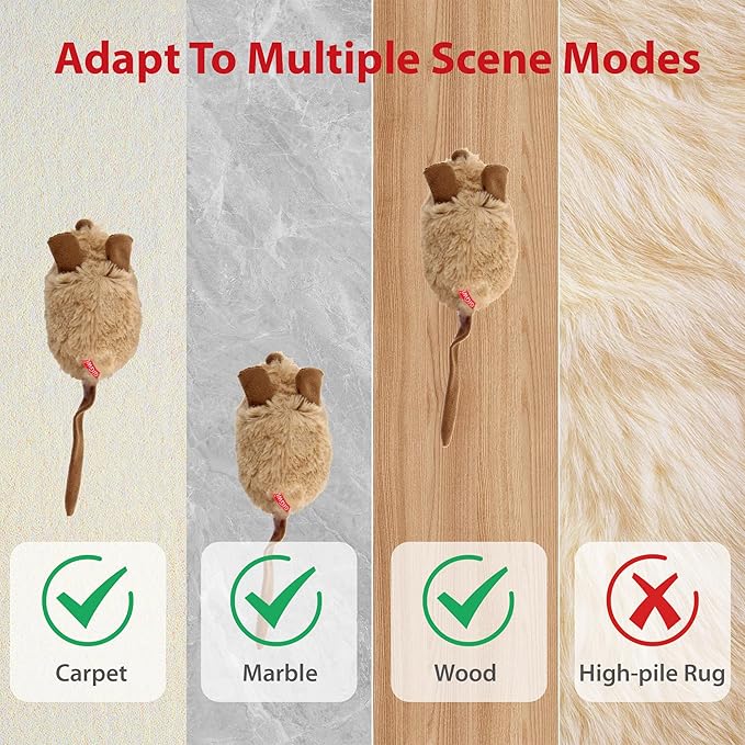 PETGEEK Gigwi Interactive Cat Toys for Indoor Cats, Automatic Electronic Moving Mouse Cat Toy with Realistic Squeaky, Kitten Toys for Hunting Play Exercise (Set)