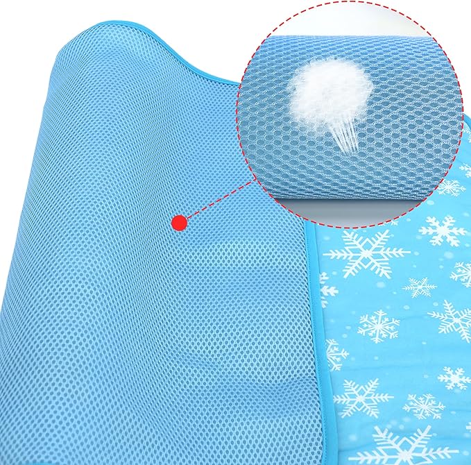 NACOCO Summer Pet Cooling Mat - Cat Dog Cushion Pad Sleeping Cool Snowflake Comfortable Soft for Pets Kids and Adults (Blue Snowflake, M)