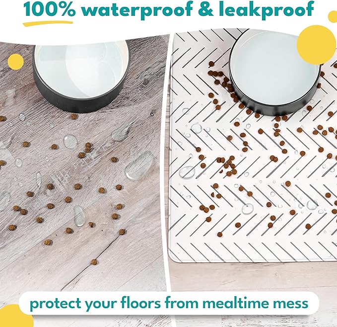 NALALAS Dog Mat for Food and Water, Cat Feeding Mat | Waterproof Dog Bowl Mat | Non-Slip Pet Food Mat for Floors | Pet Mats for Food and Water | Easy to Clean