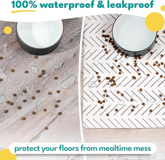 NALALAS Dog Mat for Food and Water, Cat Feeding Mat | Waterproof Dog Bowl Mat | Non-Slip Pet Food Mat for Floors | Pet Mats for Food and Water | Easy to Clean