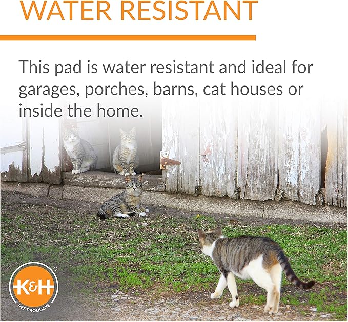 K&H Pet Products Heated Extreme Weather Outdoor Kitty Pad Petite, Waterproof Heated Cat Mat, Pet Warmer for Outside Feral Cat Houses, Indoor Outdoor Warming Pet Mat - Petite 12 X 9in Tan 25W