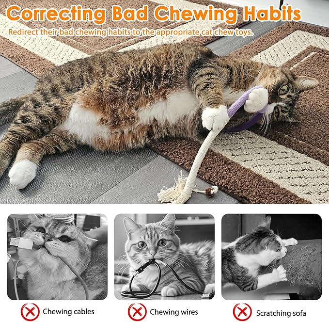 Tocirelo Cat Chew Rope Toy - 6Pack Cat Chew Toy for Teeth Cleaning, Interactive Kitten Teething Toys to Transfer Chewing from Wires, Cotton String with Natural Silvervine Ball