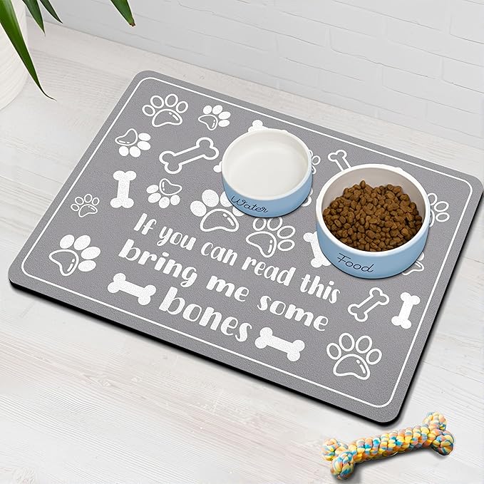 Pet Feeding Mat for Floors Waterproof Dog Mat for Food and Water Absorbent Quick Dry Non Slip mat for Cat Bowls