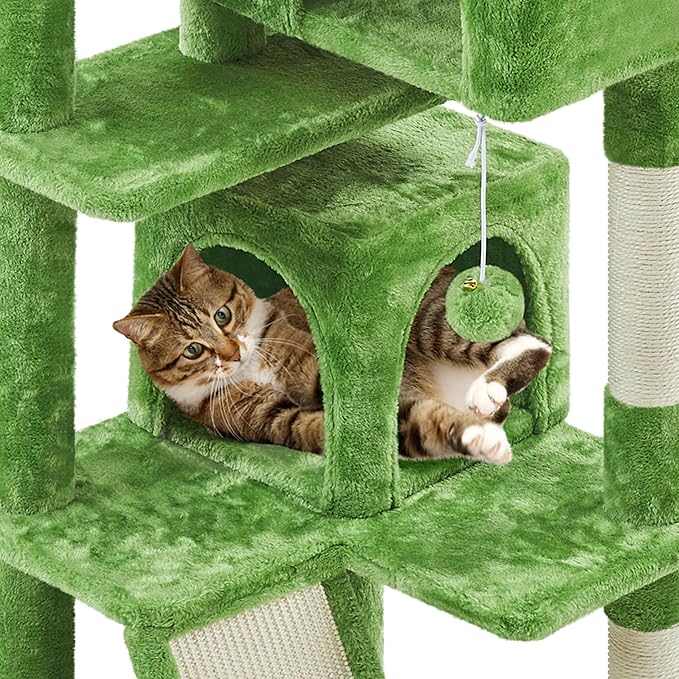 Topeakmart Cat Tree, 57in Cat Tree Tower for Indoor Cats with Basket Top Perches Sisal Scratching Board and Dalling Ball, Cat Activity Center for Kittens