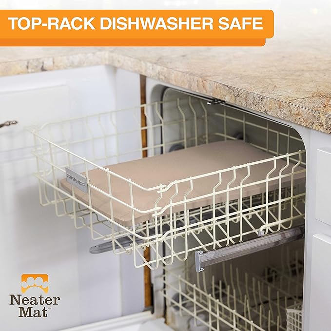 Neater Pet Brands Neater Mat - Waterproof Silicone Pet Bowls Mat - Protect Floors from Food & Water (19" x 12", Cappuccino)