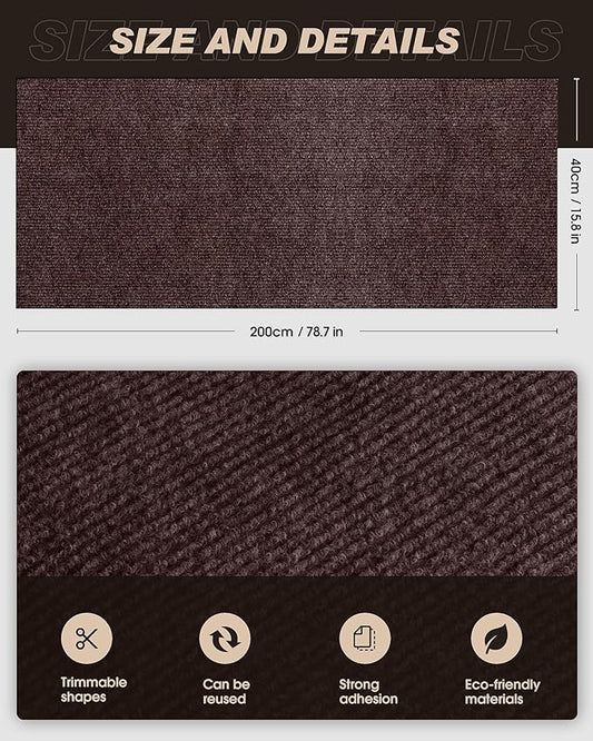 78.7"x15.8" Cat Scratch Mat,Trimmable Self-Adhesive Carpet,DIY Climb Cat Scratcher for Cat Couch Furniture or Wall Protector,Covering Cat Tower,and Replacement Pads (Brown)