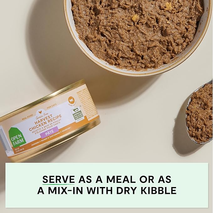 Open Farm Canned Cat Food, Paté for Complete & Balanced Nutrition, Grain-Free and Legume-Free Wet Cat Food, Harvest Chicken Recipe, 5.3oz Cans (Case of 12)