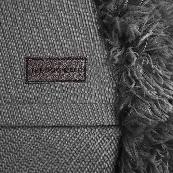 The Dog’s Bed Sound Sleep Donut Dog Bed, XL Steel Grey Fur Calming Nest Bed Removable Cover, Veterinary Approved