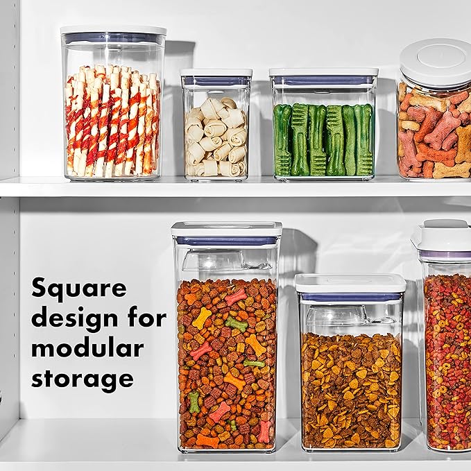 OXO Good Grips Pet POP Container – 2.8 Qt/2.6 L |Ideal for up to 3lbs of Dog Food or 2lbs of Cat Food | Airtight Storage Container | BPA Free (Pack of 8)