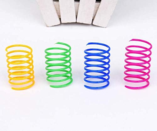 55 Pieces Cat Spring Toys Set, Colorful Cat Spring Toy and Cat Tube Toy Interactive Cat Toy for Indoor Cats, Playful Flexible Cat Plastic Coil Spiral for Kittens to Swat, Bite, Hunt(Random Color)