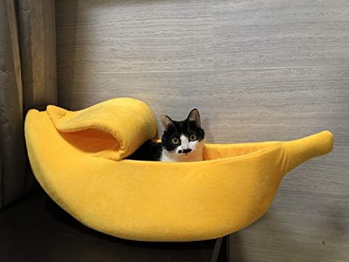 Petgrow · Cute Banana Cat Bed House Large Size, Christmas Pet Bed Soft Warm Cat Cuddle Bed, Lovely Pet Supplies for Cats Kittens Rabbit Small Dogs Bed,Yellow