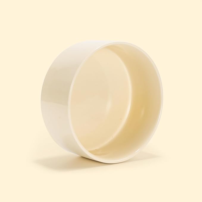 SPUNKYJUNKY 28.7OZ Ceramic Dog and Cat Bowl, Modern Cute Weighted Food Water Bowl for Replacement Beige (2 Pack)