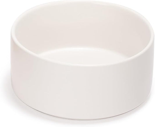 SPUNKYJUNKY 42OZ Ceramic Dog and Cat Bowl, Modern Cute Weighted Food Water Bowl for Replacement White (1 Pack)