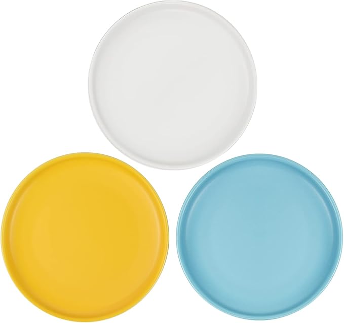 Ceramic Shallow Cat Dish 6 inch, Whisker Fatigue Free Cat Food Bowls, Wide and Small Pet Plate for Kitten and Kitty, Short Legged Munchkin Cat