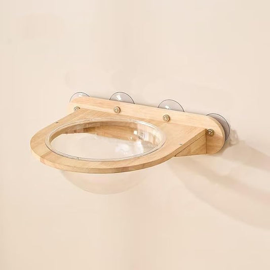 Cat Furniture, Rubber Wood, Transparent Capsule Kitten Walls Shelves - Premium Kitty Bed for Sleeping, Playing, Climbing, and Lounging