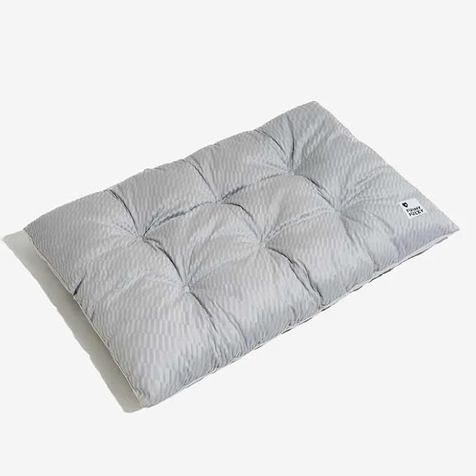 FUNNY FUZZY Washable Dog Bed,Reversible Plush Dog Crate Mat, Soft Fluffy Kennel Pad,Pet Sleeping Mattress for Jumbo,X-Large Sized Dogs Breeds,2XL,48"× 31",Light Grey