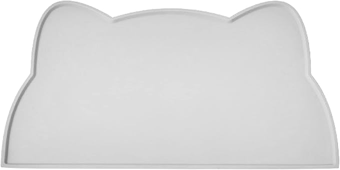 Cat Food Mat, Silicone Pet Feeding Mat for Floor Non-Slip Waterproof Dog Water Bowl Tray Cushion (20" x 12", Light Gray)