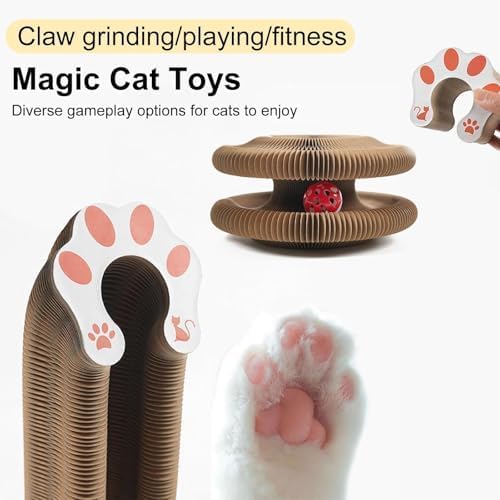 2PC Kitty Curls Cat Scratcher,Magic Organ Cat Toy,Cat Scratcher for Grinding Claw Cardboard Cat Toys,Interactive Scratch Pad with Toy Ball