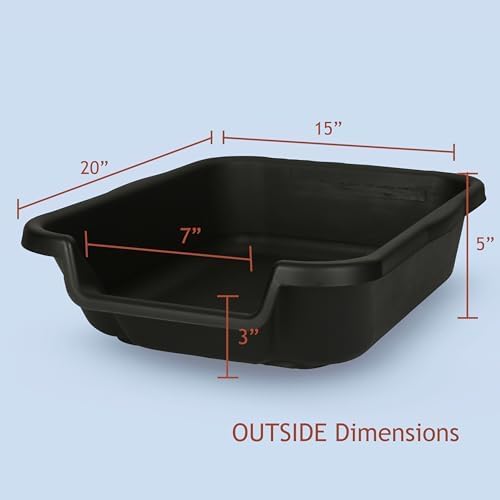 KittyGoHere Senior Cat Litter Box 2 Pack, Small Black Low Entrance Kitty Litter Box, Sized for Cats Comfort, Perfect for Senior and Arthritic Cats, Made in USA – Includes Long-Handle Jumbo Scoop