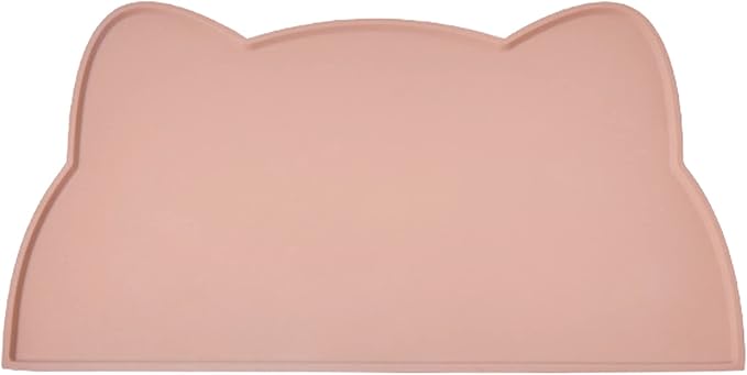 Cat Food Mat, Silicone Pet Feeding Mat for Floor Non-Slip Waterproof Dog Water Bowl Tray Cushion (17" x 10", Tea Rose)