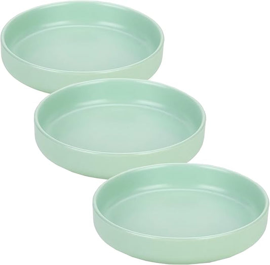 Ceramic Cat Bowls,Shallow Cat Dishes for Food and Water, 6 inch Matte Finish Wide Cats Food Bowl,Whisker Fatigue Free Pet Puppy Kitten Bowl Set of 3,Dishwasher Safe