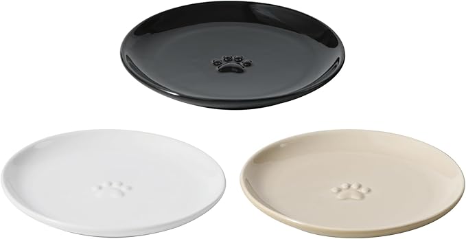 6.1'' Ceramic Wide Cat Dishes, Set of 3 Ceramic Cat Bowls, 3 Colors Indoor Kitten Feeding Wet & Dry Shallow Food Dish Anti Whisker Fatigue(3 Pcs)