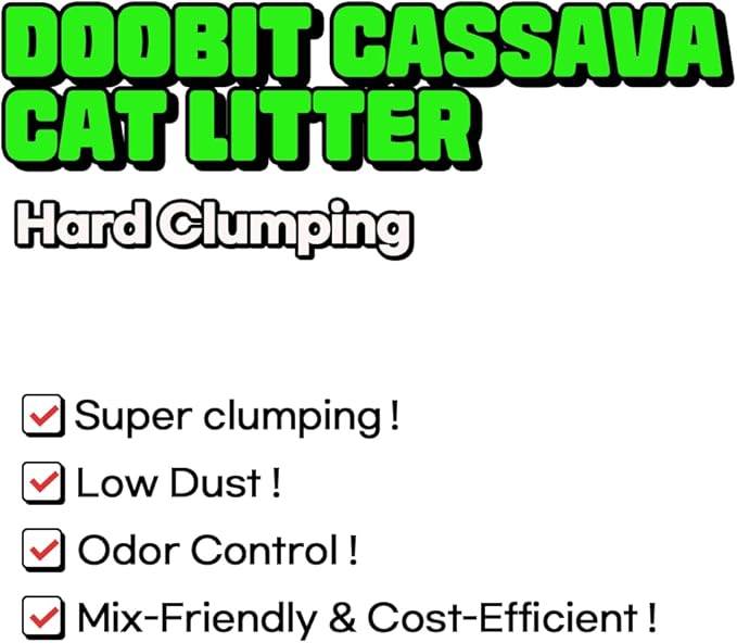 I'm Gonna Pee,DOOBIT Cassava Cat Litter,100% Natural Eco-Friendly,Mixable with Clay and Various Cat Litter,Save Usage,Spherical, Non-Stick Super Clumping, No Odor,No Dust,No Mess(5.7lb x 4pack)