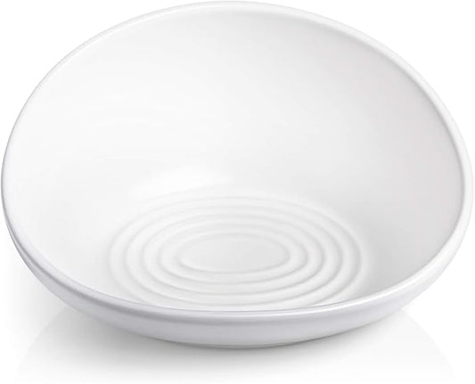 CatGuru Cat Food Bowl, Ceramic Bowls for Indoor Cats, No Spill Cat Feeding Bowl, Whisker Stress Free Kitten Bowls, Pet Bowls for Food and Water, Includes Silicone Non-Slip Mat (High-Low, White)