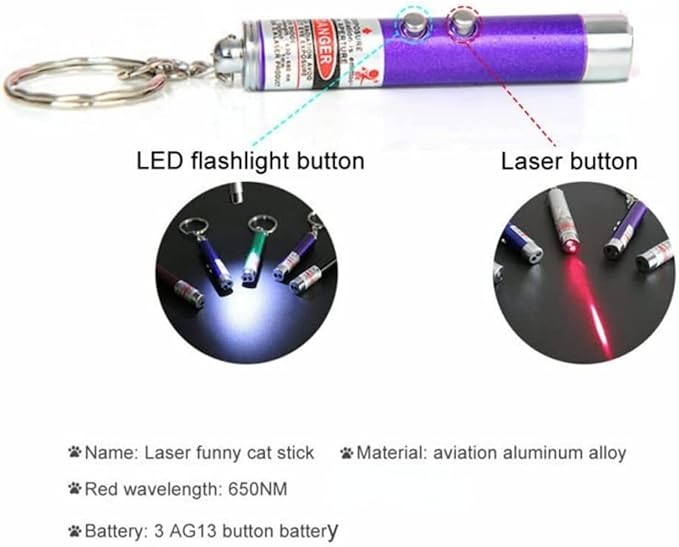 6 PCS Cat Toys Laser Pointer Mini Keychain Laser Pointer LED Flashlight Dog Laser Toy Pet Remote Control Laser (6 Pcs Pack A)