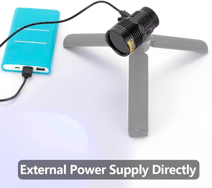 ALONEFIRE SV47 12W 365nm UV Flashlight USB C Rechargeable Long Range Black Light Pet Urine Detector for Resin Curing, Fishing, Scorpion, Minerals, Bed Bugs, Leaks with UV Protective Glasses, Battery