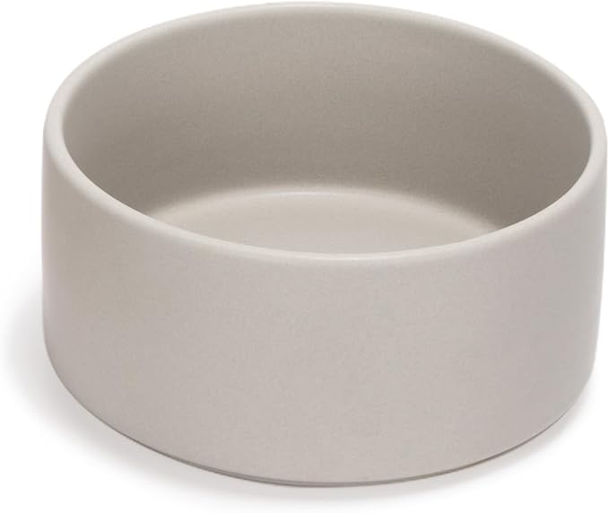 SPUNKYJUNKY 60OZ Ceramic Dog and Cat Bowl, Modern Cute Weighted Food Water Bowl for Replacement Grey (1 Pack)