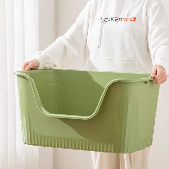 Extra Large Litter Box with High Sides 25.27" Lx17.83 Wx13.11 H,Anti-Splashing,Tool-Free Assembly,Multi Kitty Cat Litter Box,Jumbo (Grey)