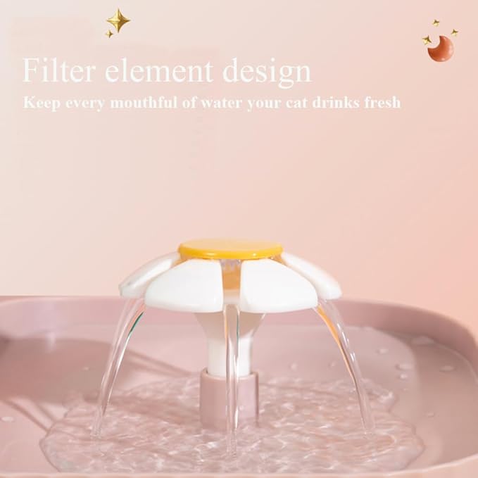 Marchul Cat Water Fountain and Stainless Steel Food Bowl, 100oz/3L Super Quiet Automatic Pet Water Dispenser with Smart Pump and 3 Replacement Filters for Cats and Small Dogs, Pink