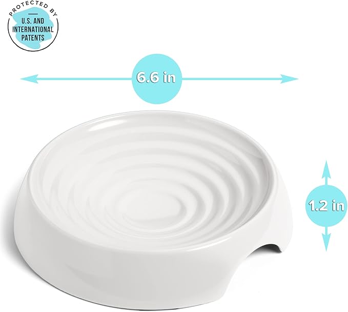 CatGuru Cat Bowls, Whisker Friendly Cat Food Bowl for Indoor Cats, Reliefs Whisker Fatigue, Wide Pet Bowl, Non Slip Pet Feeding Bowls, Shallow Kitten Dish (Marshmallow)