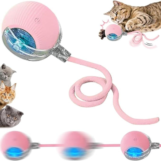 New Interactive Cat Toys Balls, Motion Activate Cat Toys, Automatic Moving Cat Ball for Bored Indoor Cats Dogs (Pink)