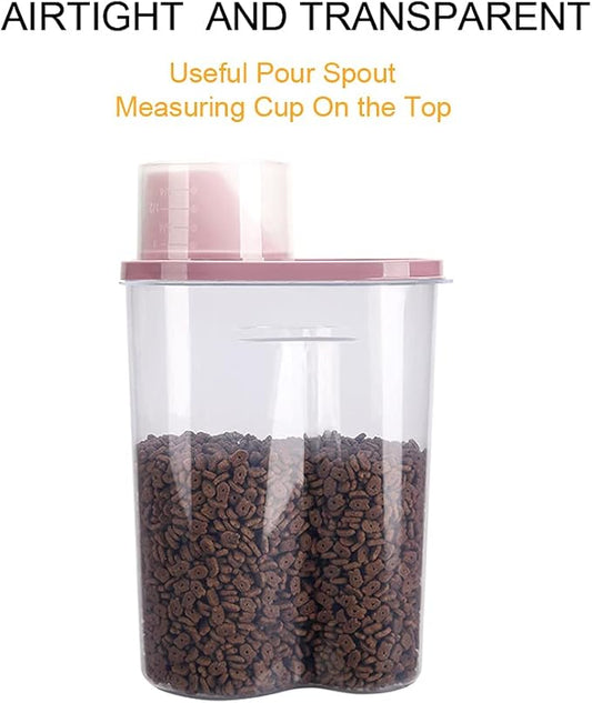 GreenJoy 2 Pack 2lb/2.5L Pet Food Storage Container with Measuring Cup, Can Covers and Bowl for Small Dog, Cat, Waterproof-BPA Free