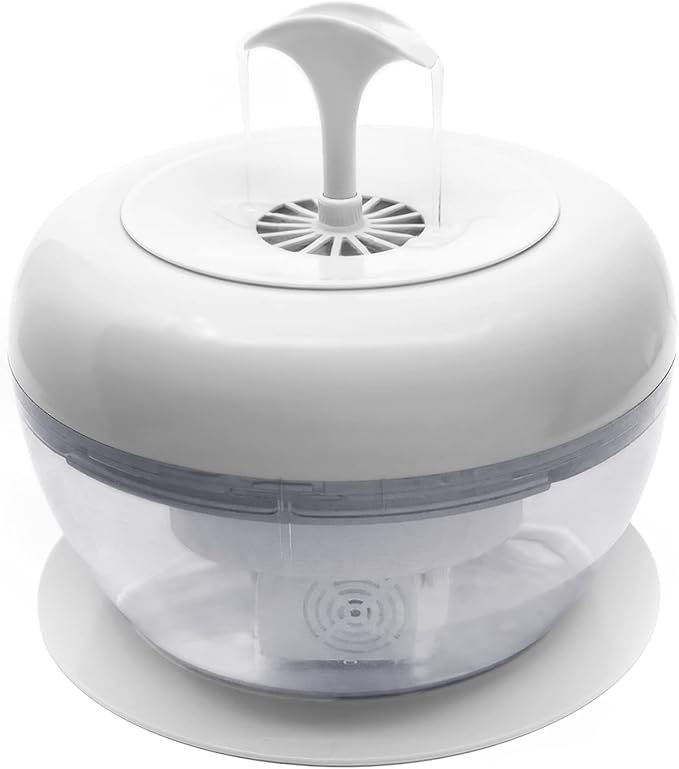 PURRoducts Purrfect Water Fountain for Cats and Small Dogs with Premium 5-Layer Filter That Lasts Up to Two Months. Splash Free and Tip-Proof Design. Low Water Auto Shut-Off Feature.