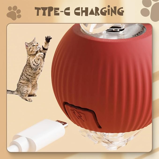 Interactive Cat Toy Balls, Cat Toys for Bored Indoor Adult Cats Peppy Pet Ball for Cats (Red)