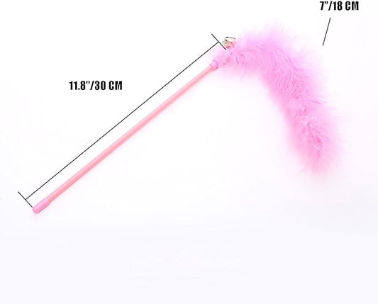 IUHKBH Cat Wand Toys, 3 PCS Interactive Feather Wands Colorful Cat Teaser Wand with Bell for Cats and Kitties
