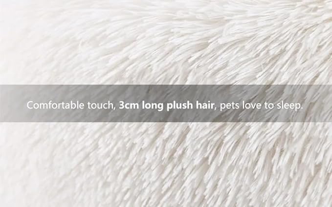Creamy Faux Fur Cat & Dog Beds - Washable, Anti-Anxiety, Round Plush, 20/24 inches, Thick Bottom